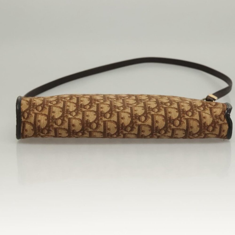Authentic Christian Dior Trotter Canvas Shoulder Bag Brown Gold - Picture 12 of 16